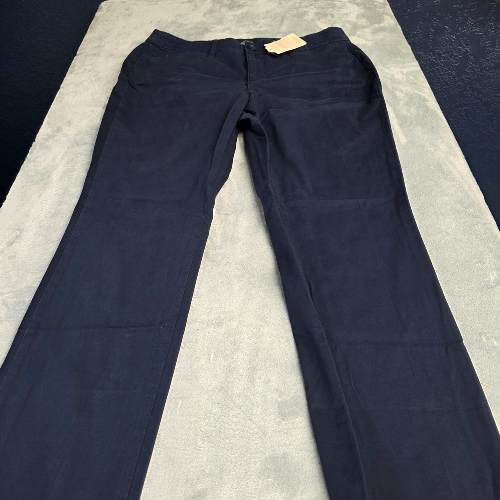 St Johns Bay Pants Womens Sz 10P  Straight Leg Navy Cotton- NWT